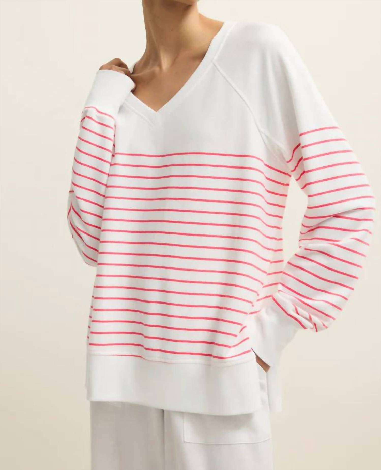 Z Supply - Weekender Stripe V Neck Sweatshirt