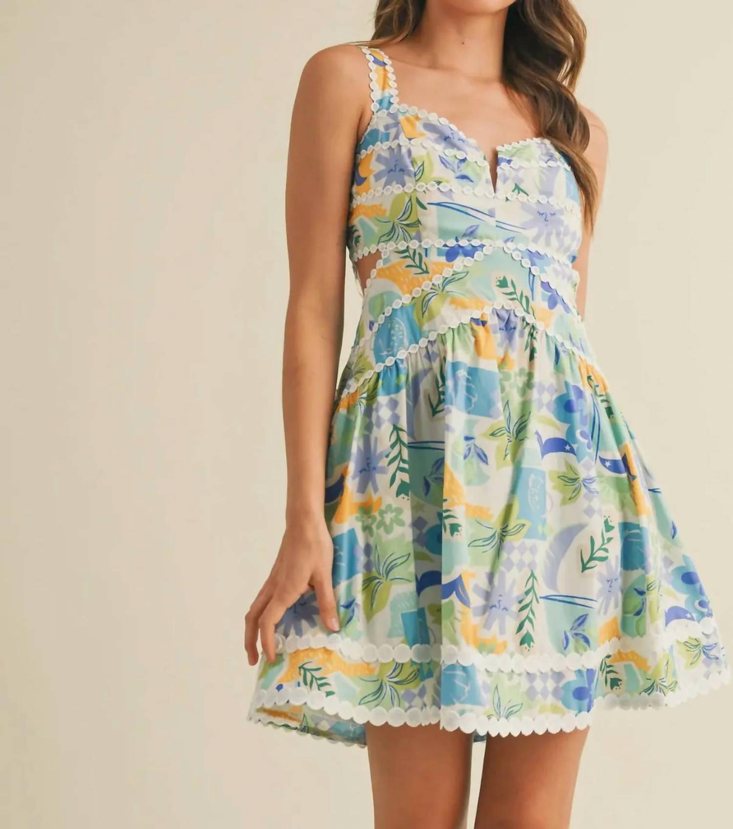 &Merci - Cut Out Lace Trim Mini Dress