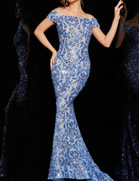 Jovani - Off Shoulder Mermaid Sequin Gown