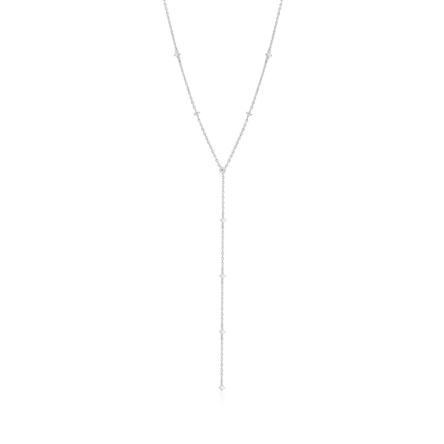 Eklexic - Women's Cz Studded Lariat Necklace