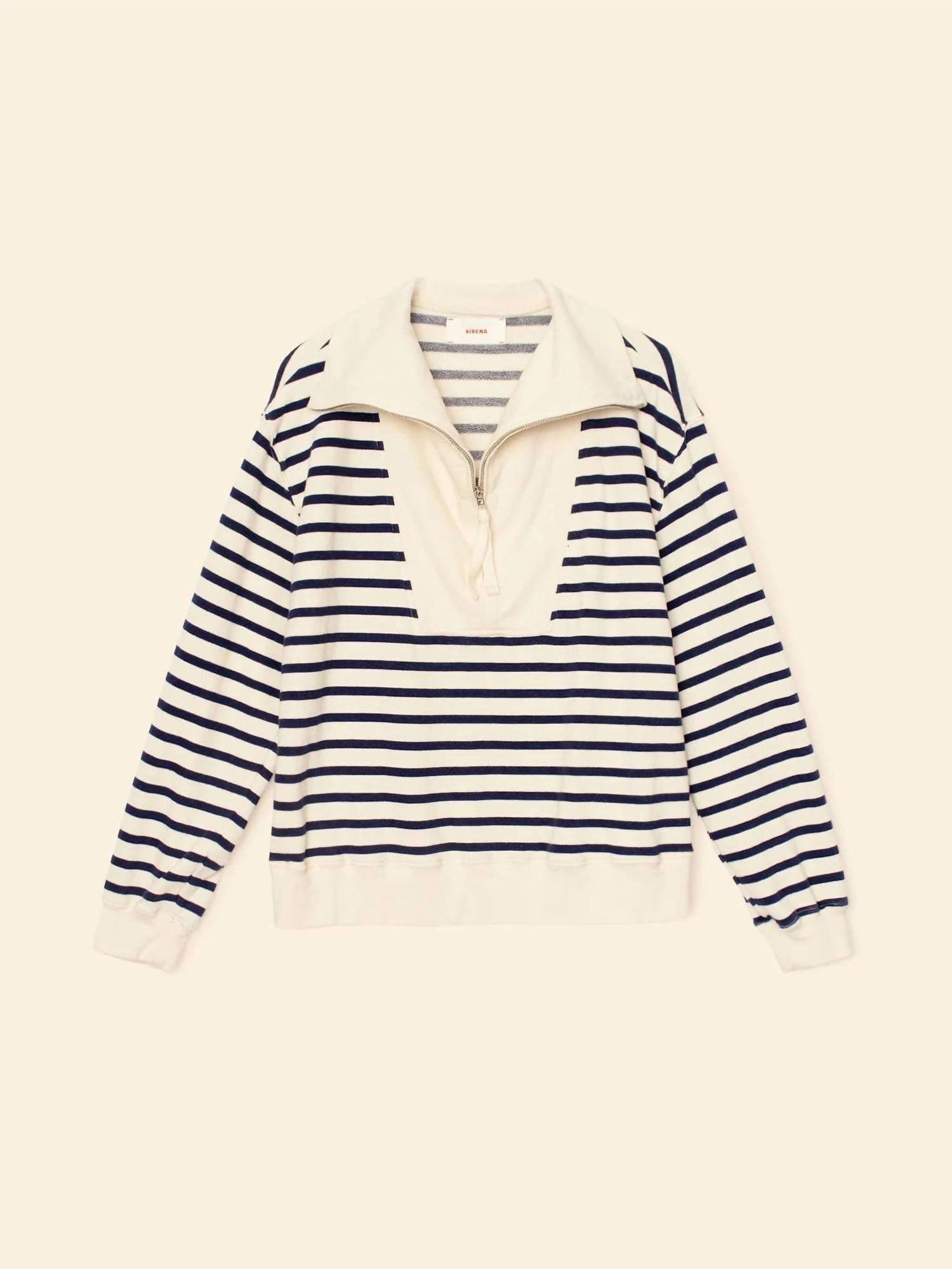 XIRENA Kat Half-zip Pullover Sweatshirt in natural - women's long sleeve top - alternate view