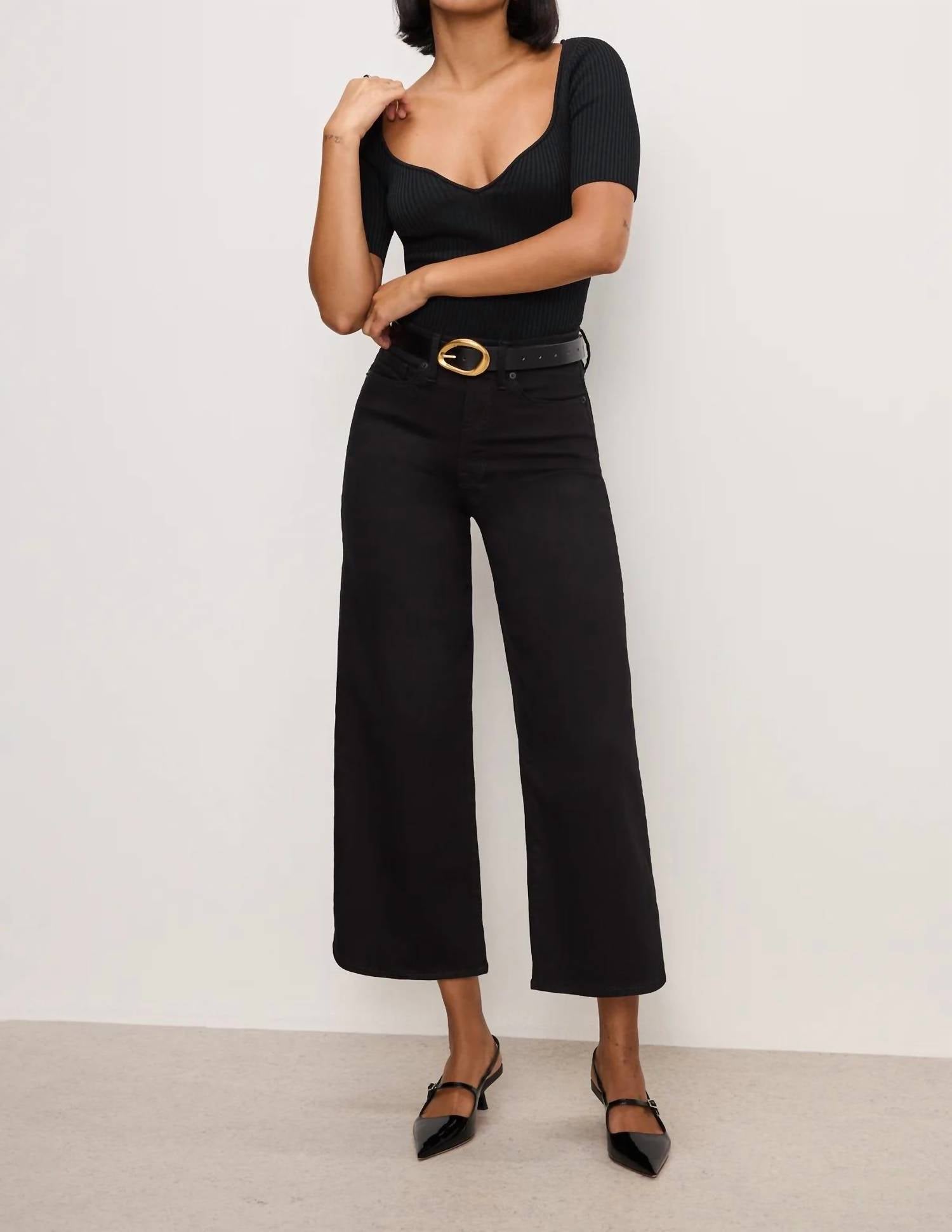 Good American - Good Waist Cropped Palazzo Jeans