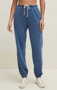 Z Supply Women's Downtown Knit Denim Jogger Pants in blue - women's pants