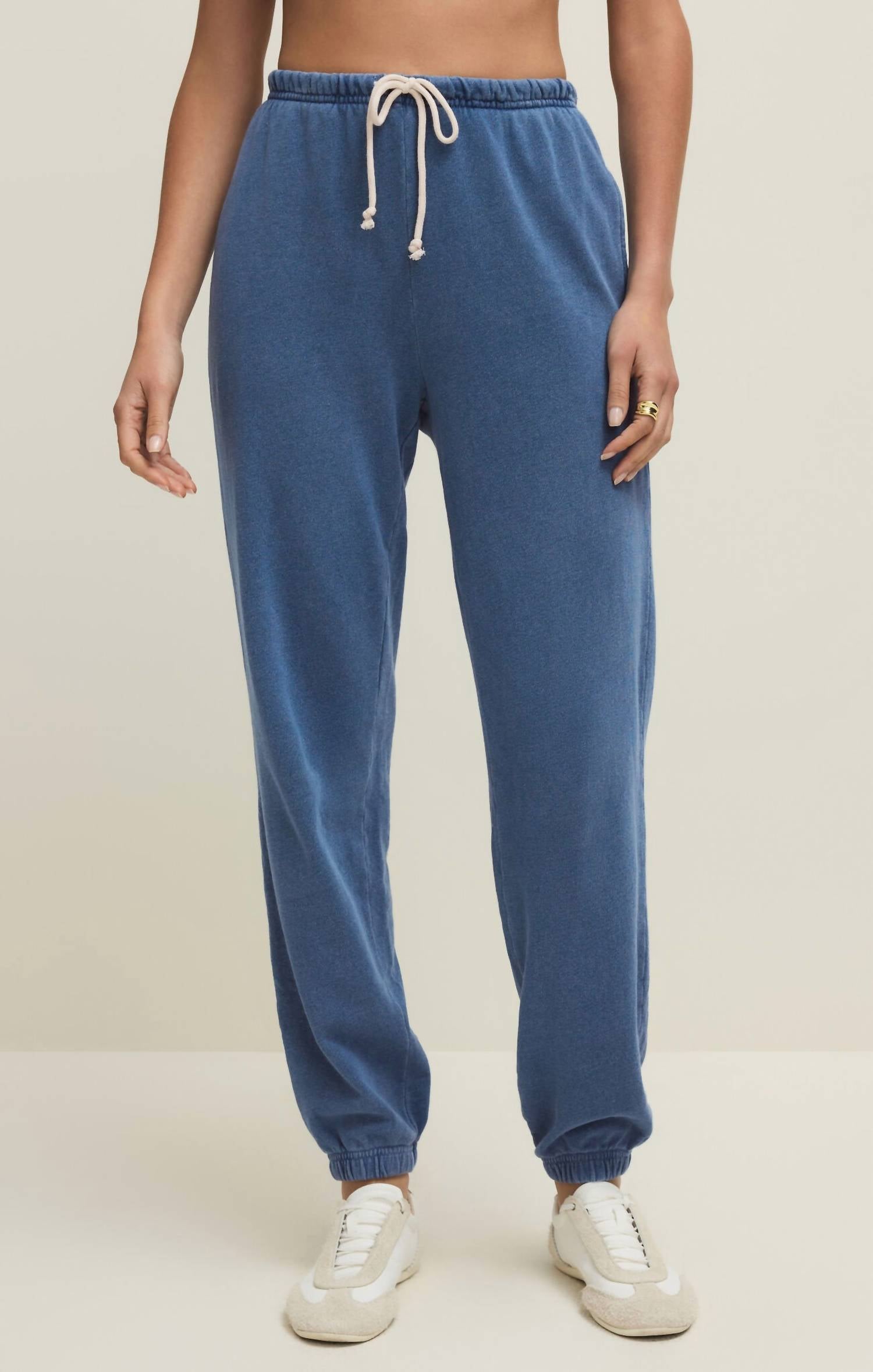 Z Supply Women's Downtown Knit Denim Jogger Pants in blue - women's pants