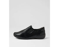 Ziera Women's Java Xf Sneaker in black lizard shine leather - women's sneaker - detail view