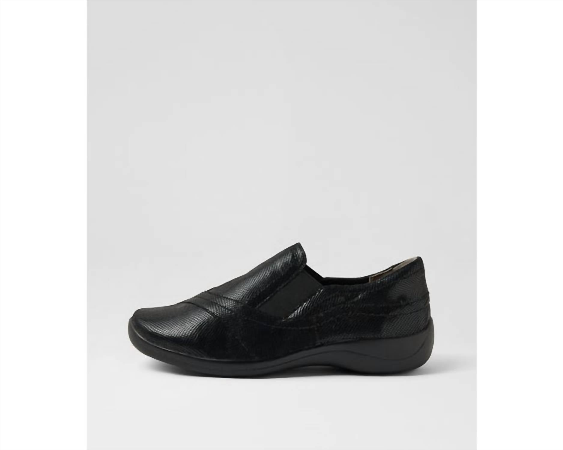 Ziera Women's Java Xf Sneaker in black lizard shine leather - women's sneaker - detail view