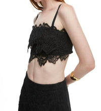 WAIMARI Amanecer Lace Bandeau Crop Top in black - women's shirt - alternate view