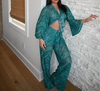 Elan - Emerald Serpent Sheer Beach Pants
