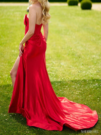 Sherri Hill Strapless Stretch Satin Gown in red - women's skirt - alternate view