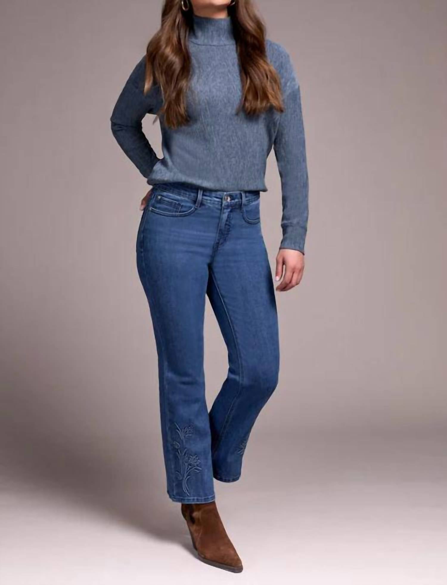 Tribal - Audrey High Rise Kick Flare Jeans With Embossed Detail