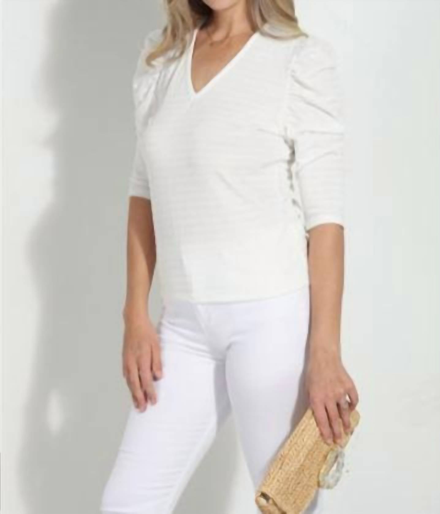 Veronica M - Puff Sleeve V-Neck Tee