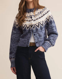 Z Supply North Sea Fair Isle Cardigan in blue velvet heather 1 - women's cardigan
