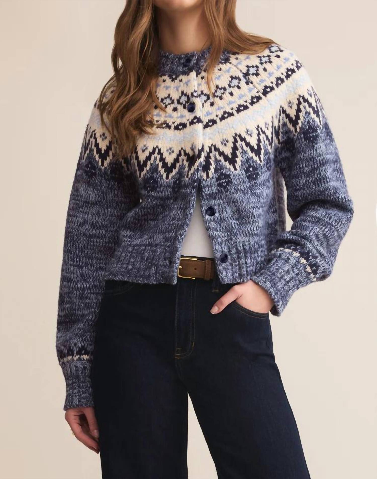 Z Supply North Sea Fair Isle Cardigan in blue velvet heather 1 - women's cardigan