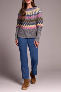 Tribal - Intarsia Ribbed Long Sleeve Sweater