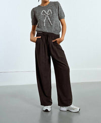 MOLLY BRACKEN Woven Wide Leg Pants in black - women's pants - view 4