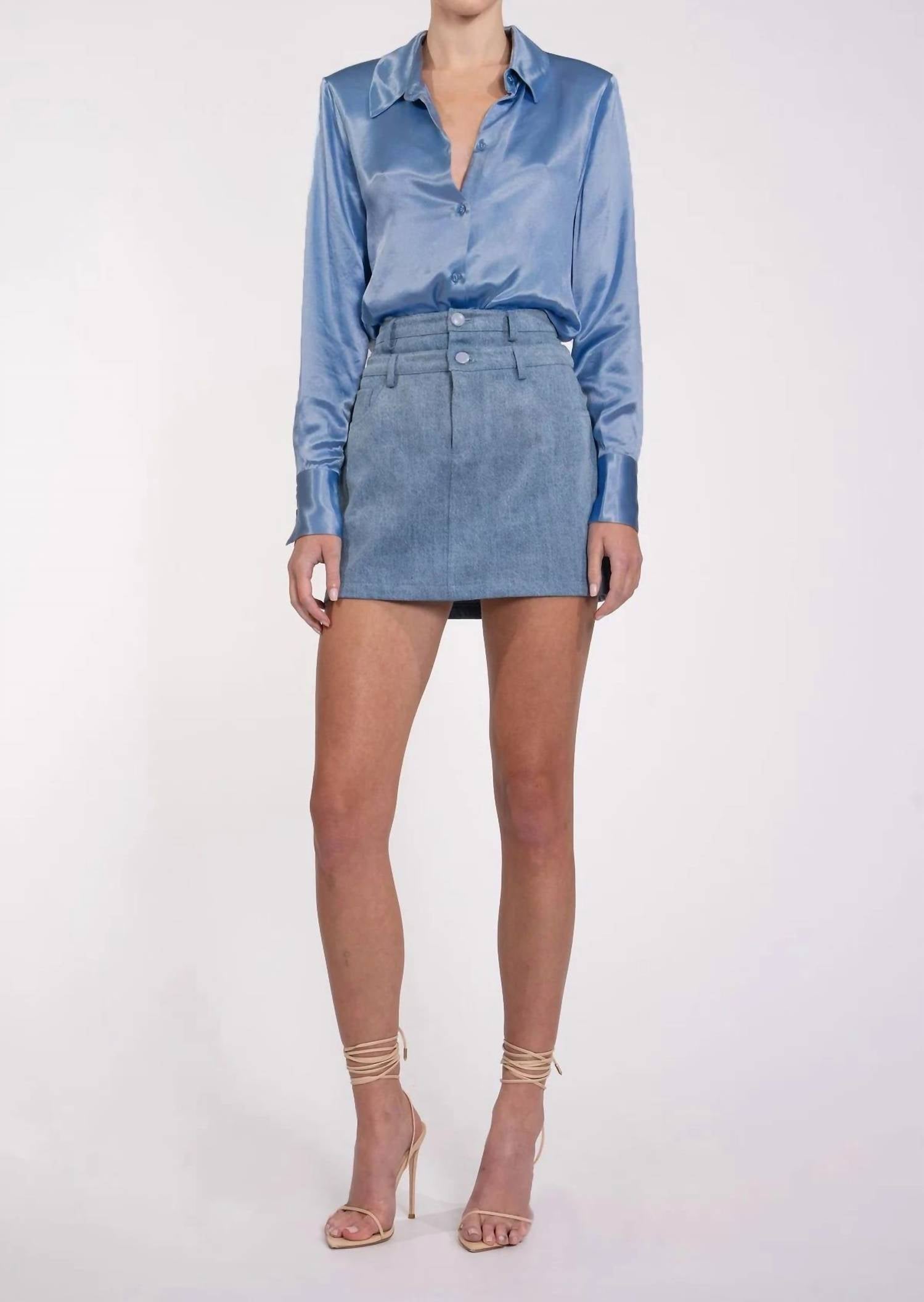 Nonchalant Label Cassia Button Down Top in blue - women's long sleeve top