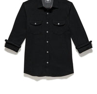 Flags & Anthem Hero Long Sleeve Solid Twill Knit Flannel Button-Down in black - men's shirt - view 4