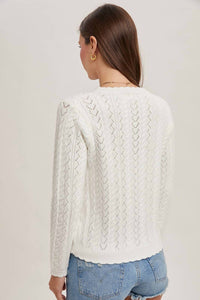 Bluivy - Scallop Edge Open Knit Sweater