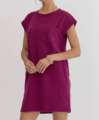 Entro - Quilted Round Neck Sleeveless Mini Dress