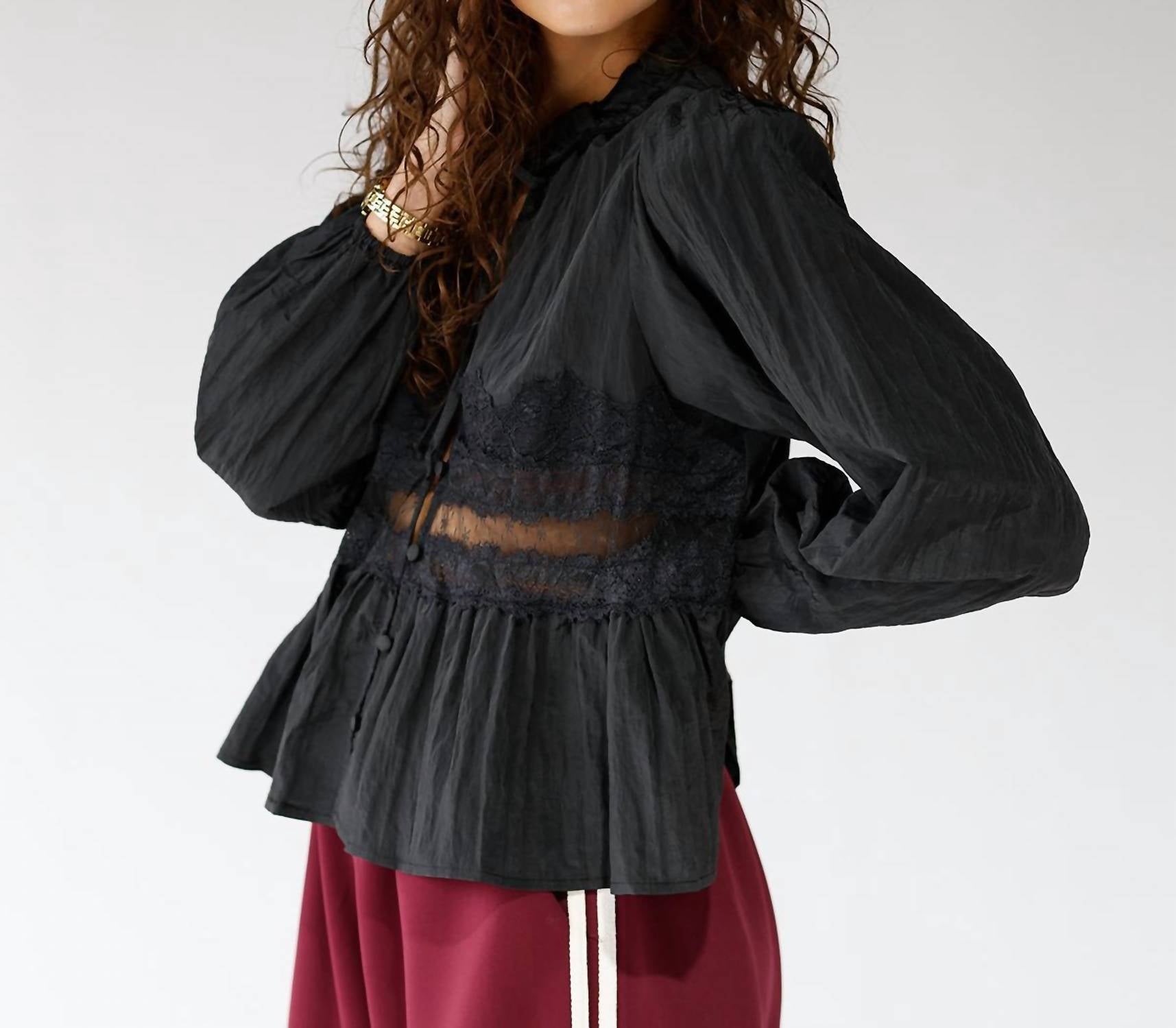 By Together - Stella Sheer Lace Detail Blouse