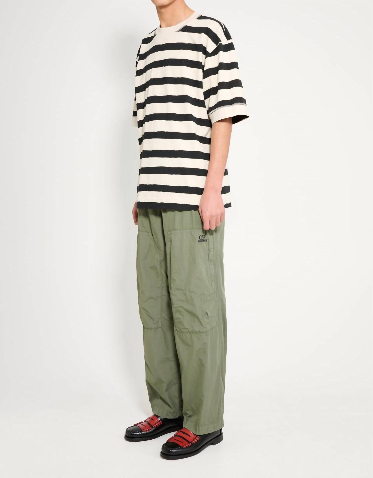 C.P. Company Loose Wide Leg Cargo Pants in thyme - men's pants - alternate view