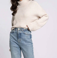 Weekend Los Angeles Virginia Turtleneck Sweater in bone white - women's sweater - detail view