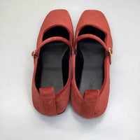 FARM RIO Women's Adjustable Straps Buckle Square Toe Mary Jane Flats in red - women's flats - detail view