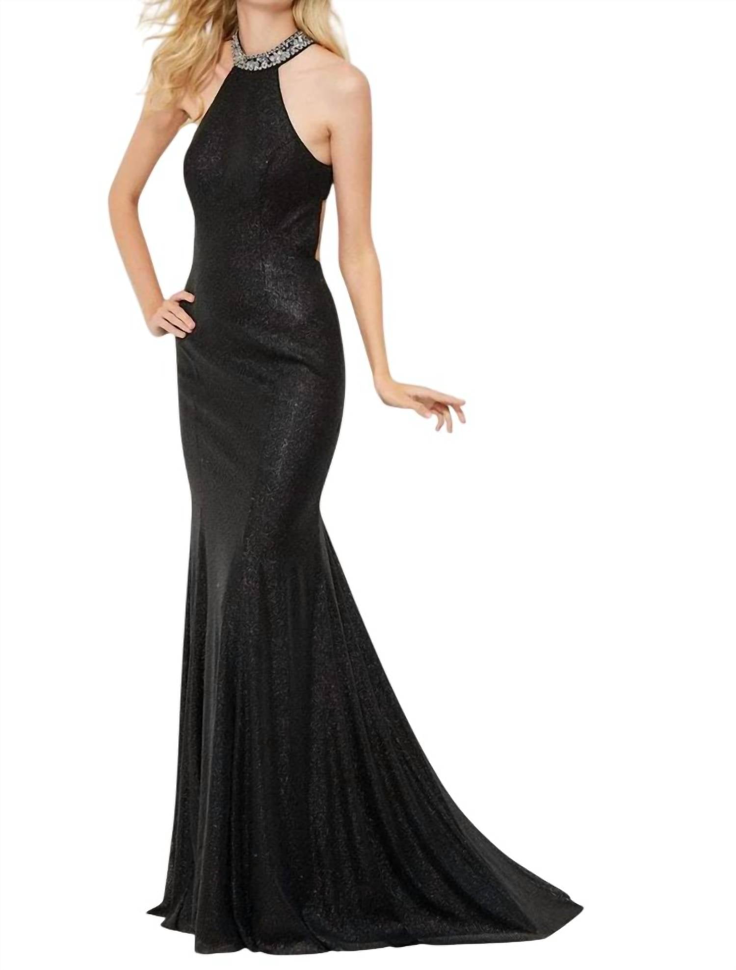 Angela & Alison - Sequin Halter Prom Dress