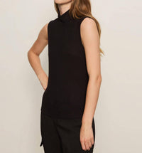 Sanctuary Essential Sleeveless Mock Neck Tank Top in black 1 - women's tank top - alternate view