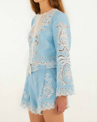 Farm Rio - Romantic Richelieu Euroflax™ Premium Linen Blouse