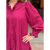 Umgee - Carisse Corduroy Ruffle Trim Mini Dress