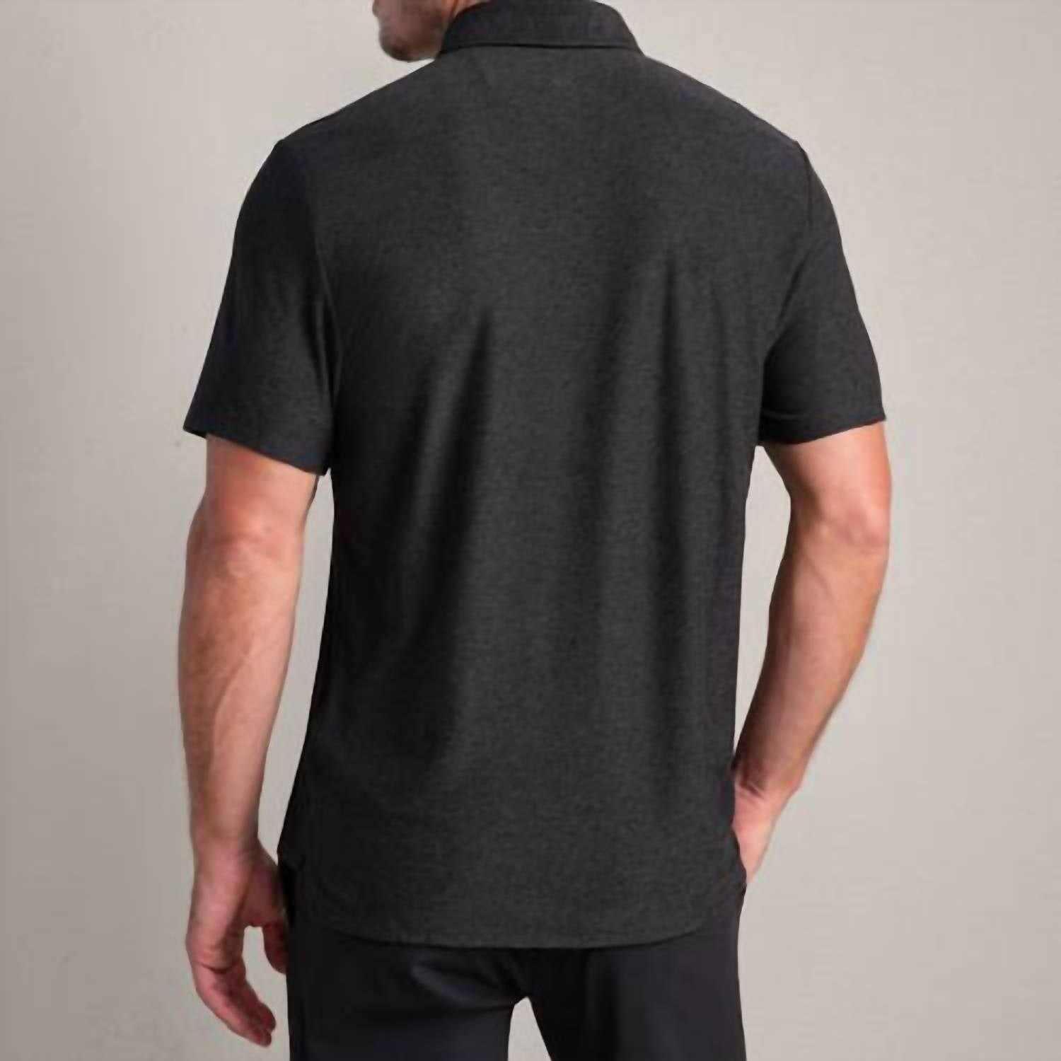RHONE Wfh Short Sleeve Polo in black - men's shirt - detail view