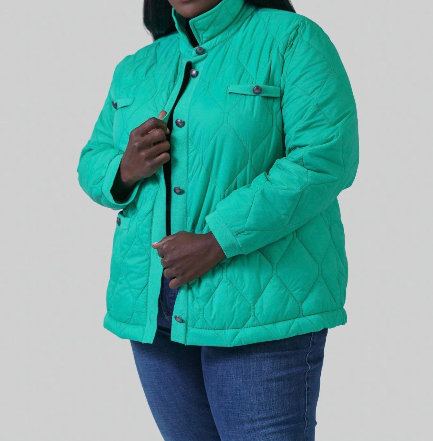 Nic + Zoe - Knit Trim Puffer Jacket - Plus Size