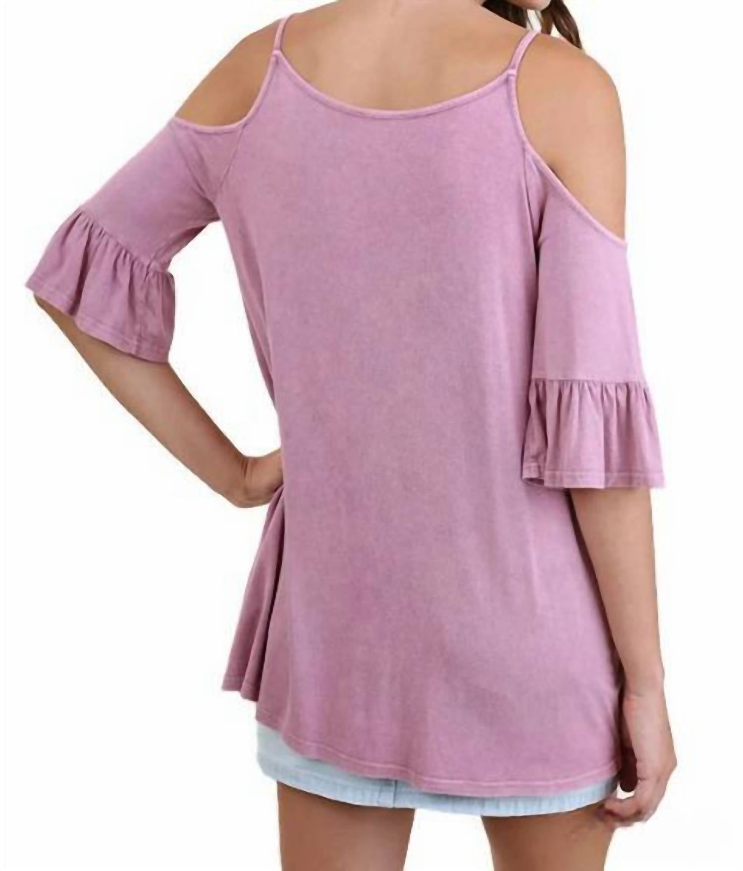 Umgee - Mineral Washed Cold Shoulder Top