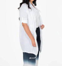 Made In Italy - Easy Long Fit Woven Cardigan