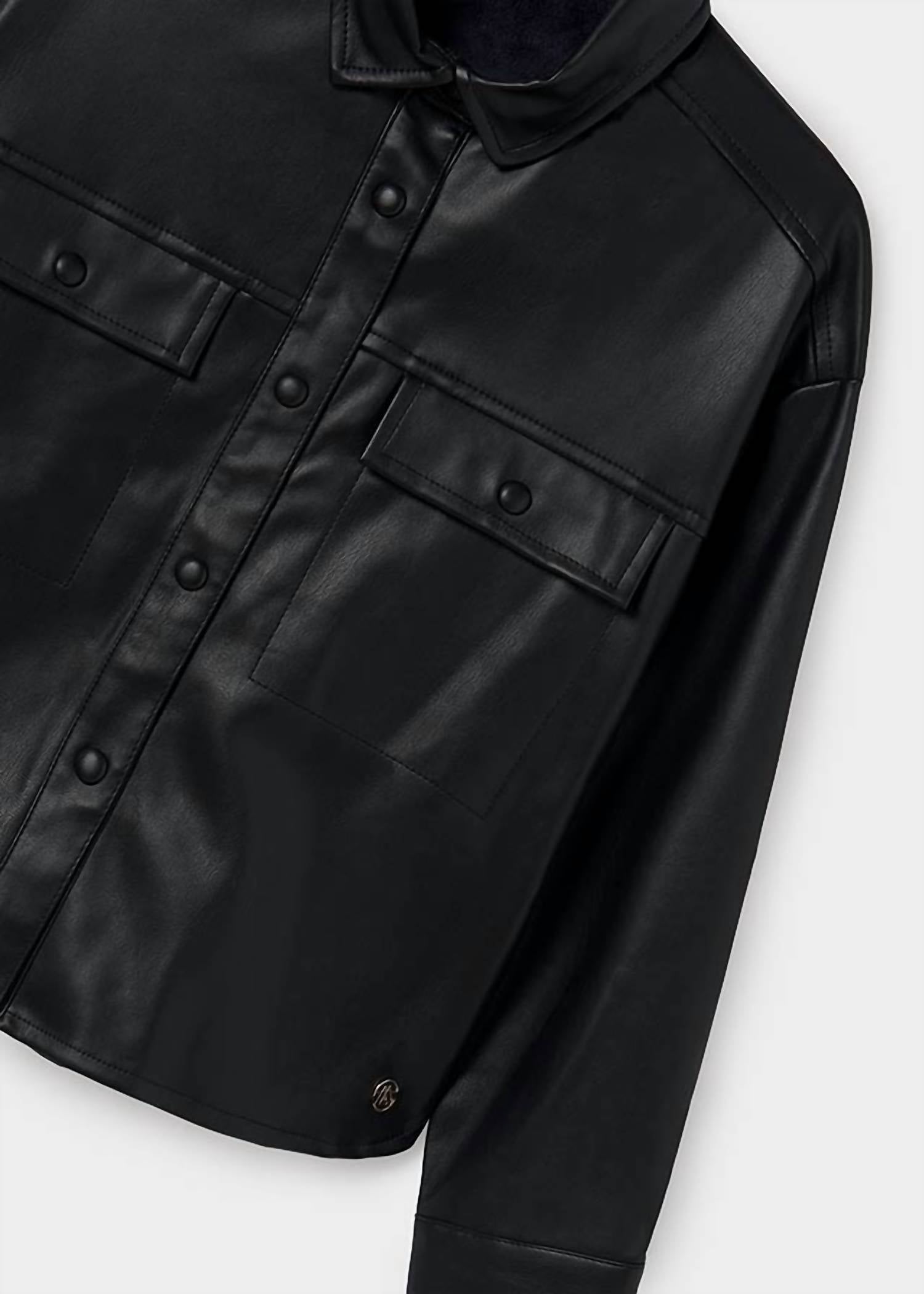 Mayoral - Girls' Faux Leather Overshirt
