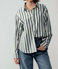 Urban Daizy - Outlaw Western Striped Button-down Collared Shirt