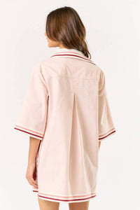Lalavon - Lila Striped Collared Oversize Mini Dress