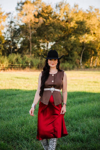 SHE + SKY Boone Knit Vest in brown - women's blouse - alternate view