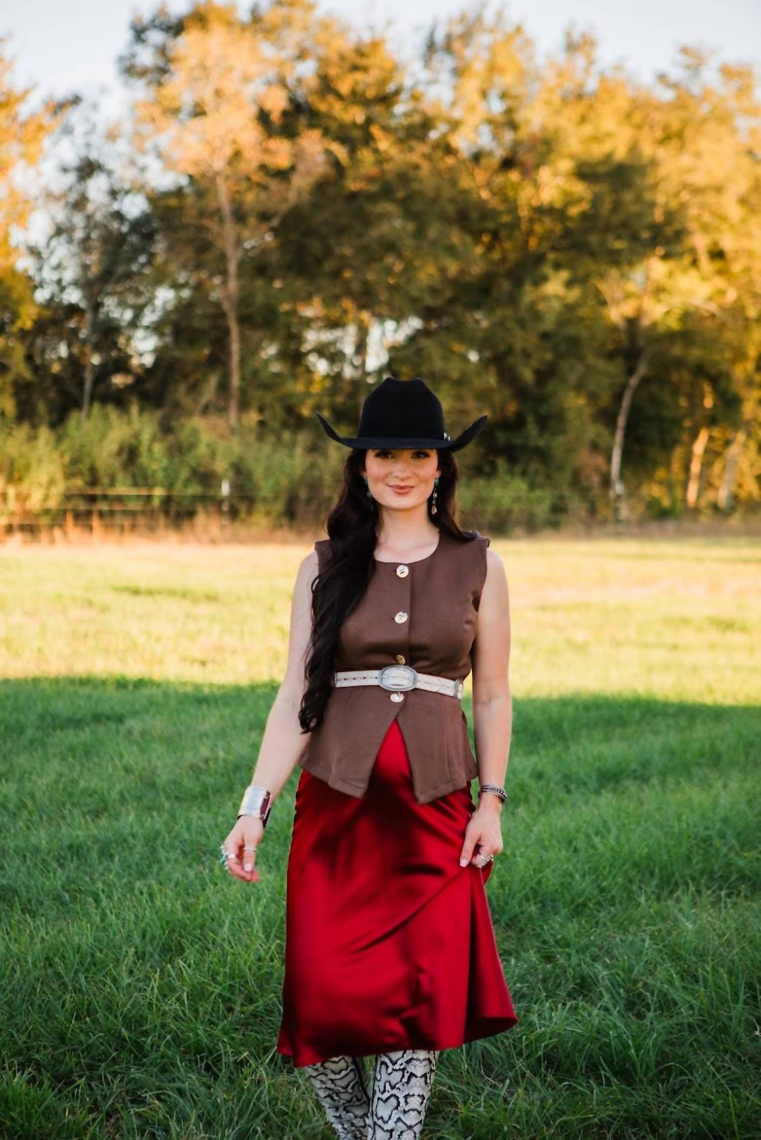 SHE + SKY Boone Knit Vest in brown - women's blouse - alternate view