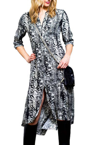 Go By Go Silk - Go Get Schooled Snake Print Midi Dress