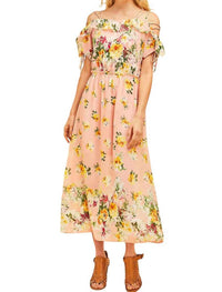 Entro - Floral Lace Up Maxi Dress