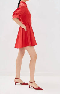 SIMKHAI Jazzie Short Sleeve Mini Dress in fiery red - women's dress - alternate view