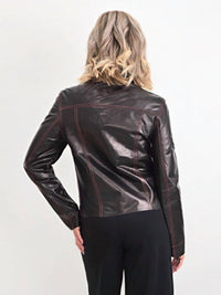 Blu Ice - Crop Stiched Leather Jacket