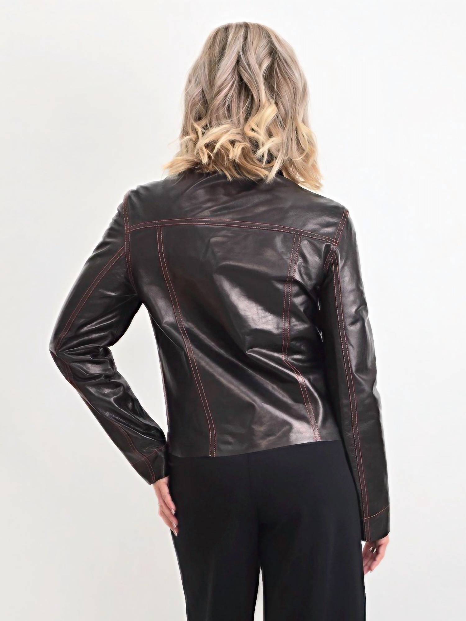 Blu Ice - Crop Stiched Leather Jacket
