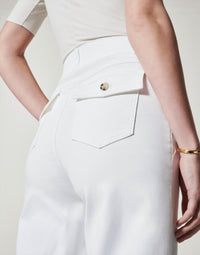 Spanx Stretch Twill Cropped Wide Leg Pants in bright white 1 - women's pants - alternate view