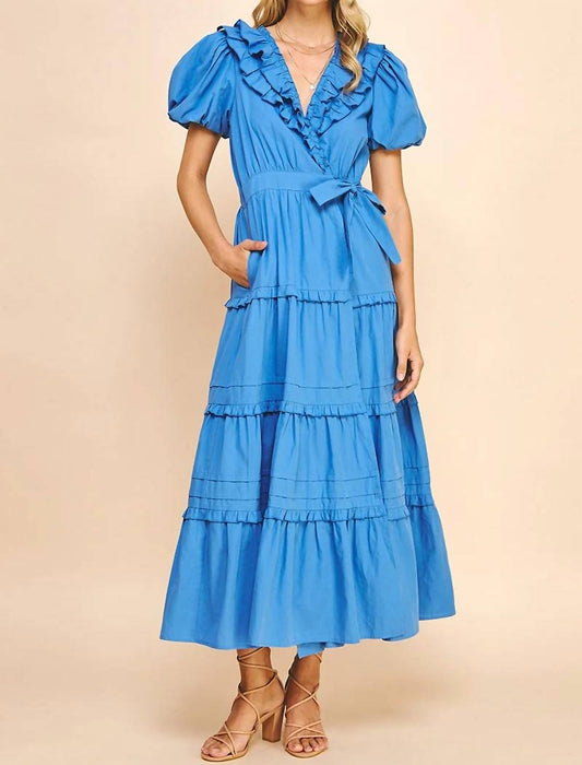 Pinch - Short Sleeve Ruffle Tiered Maxi Wrap Dress