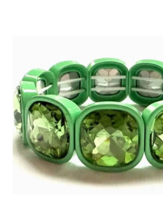 Iconic Mi - Women's Square Crystal Gemstone Stretch Bracelet