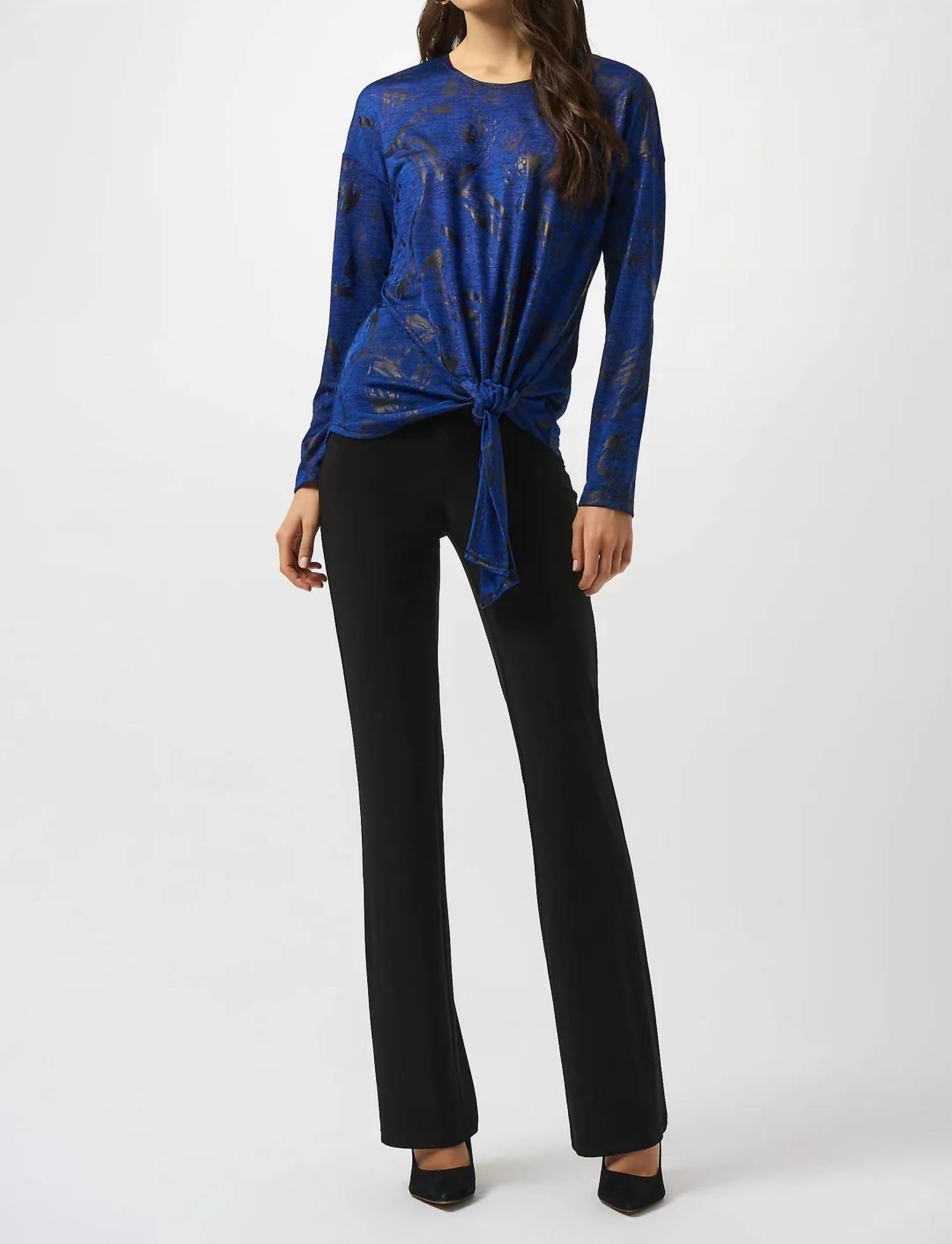 Joseph Ribkoff - Abstract Print Scoop Neck Long Sleeves Top