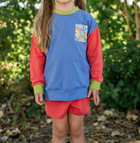Thimble Collection - Girl's Wildflower Colorblock Modern Sweatshirt